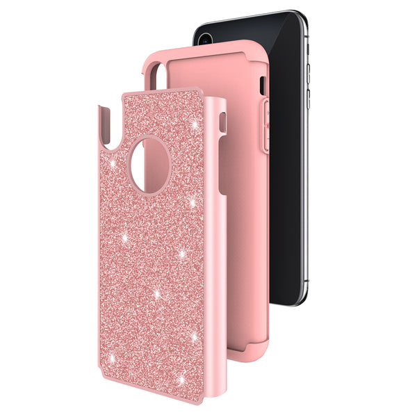 Apple iPhone XS Max Glitter Hybrid Case - Rose Gold - www.coverlabusa.com