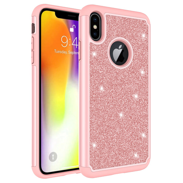 Apple iPhone XS Max Glitter Hybrid Case - Rose Gold - www.coverlabusa.com