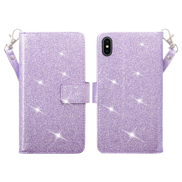 Apple iPhone XS Max Glitter Wallet Case - Purple - www.coverlabusa.com