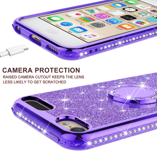 apple ipod touch 5 glitter bling fashion 3 in 1 case - purple - www.coverlabusa.com