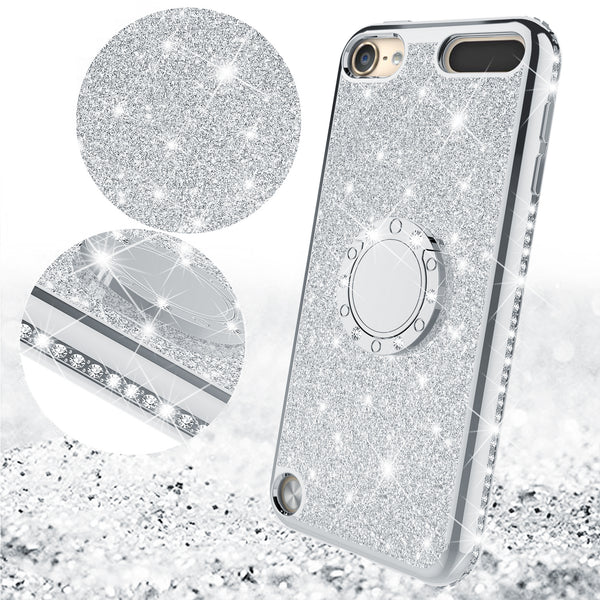 apple ipod touch 5 glitter bling fashion 3 in 1 case - silver - www.coverlabusa.com