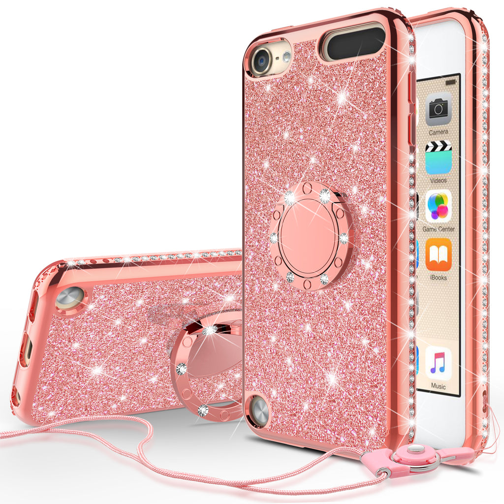 Glitter Cute Phone Case Girls Kickstand Compatible for Apple iPhone 7 Plus  Case,Bling Diamond Bumper Ring Stand Soft Sparkly iPhone 7 Plus - Red