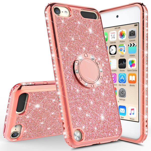 apple ipod touch 5 glitter bling fashion 3 in 1 case - rose gold - www.coverlabusa.com