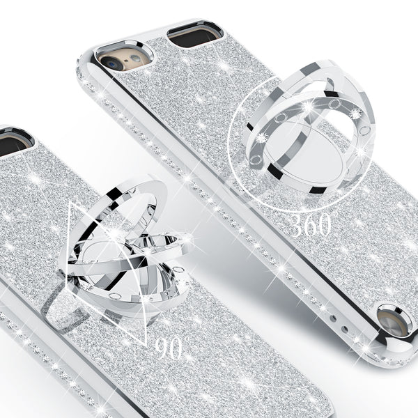 apple ipod touch 5 glitter bling fashion 3 in 1 case - silver - www.coverlabusa.com