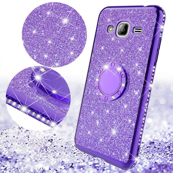 samsung galaxy j3 glitter bling fashion case - purple - www.coverlabusa.com