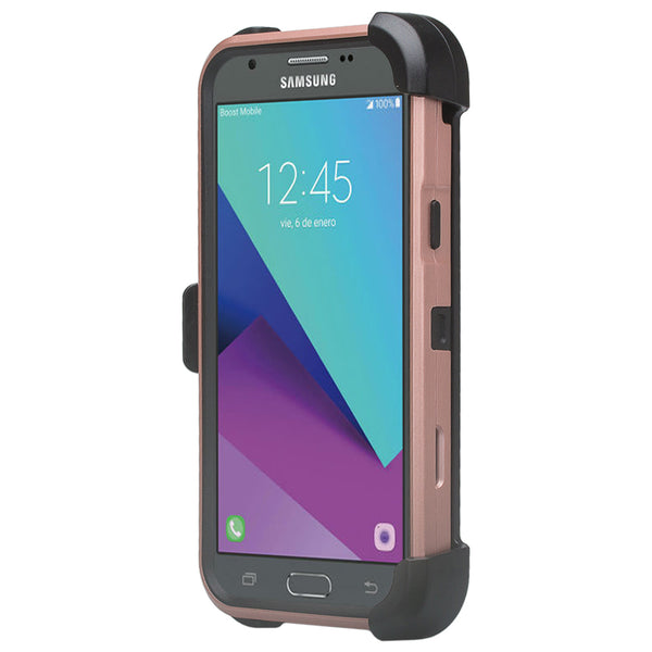 Samsung Galaxy J3 Emerge Case, Samsung SM-J327P Hybrid Holster Case with Kickstand - Rose Gold -www.coverlabusa.com