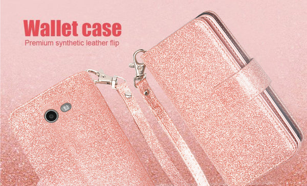 Samsung Galaxy J3 Emerge | J3 (2017) | J3 Prime | Samsung SM-J327P Glitter Wallet Case - Rose Gold - www.coverlabusa.com