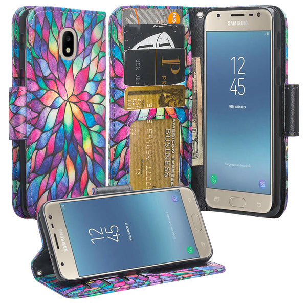 Samsung Galaxy J3 (2018) Wallet Case - rainbow flower - www.coverlabusa.com