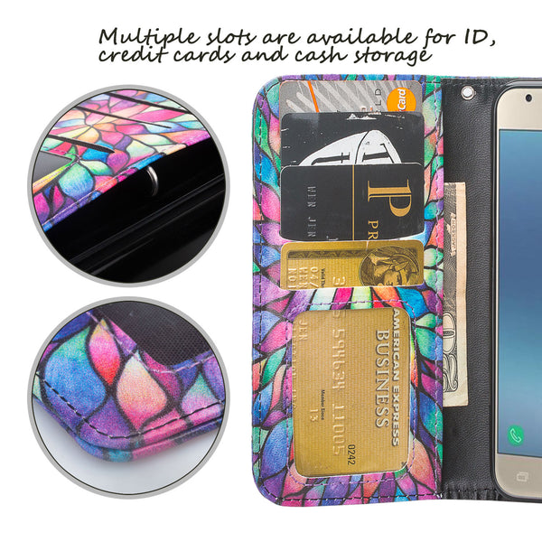 Samsung Galaxy J3 (2018) Wallet Case - rainbow flower - www.coverlabusa.com