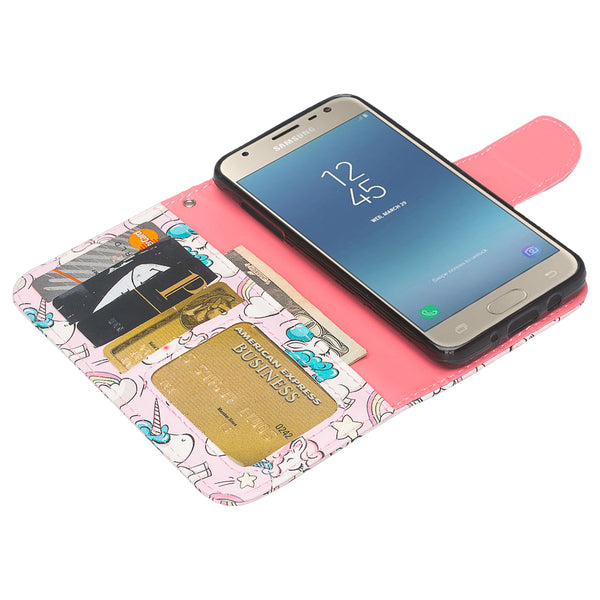 Samsung Galaxy J7 (2018) leather wallet case - pink unicorn - www.coverlabusa.com