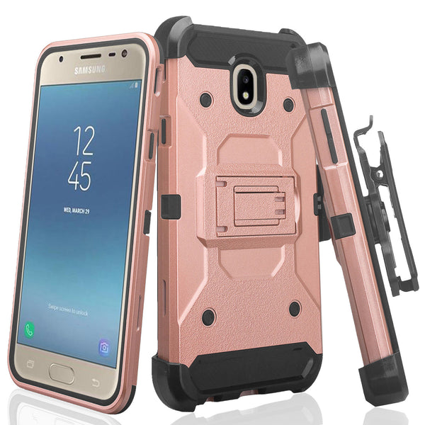 Samsung Galaxy J3 2018 Hybrid Holster Case - Rose Gold - www.coverlabusa.com