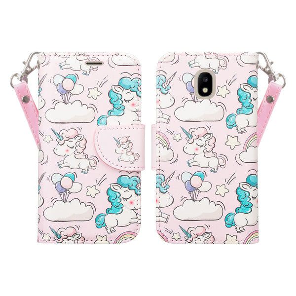 Samsung Galaxy J3 (2018) Wallet Case - pink unicorn - www.coverlabusa.com