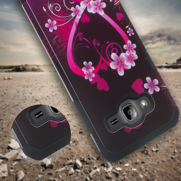 Galaxy Express Prime | Sky | Amp Prime | Sol | J3/J3V Hybrid Case - Heart Butterflies - coverlabusa.com