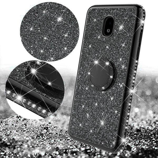 samsung galaxy j7 (2018) glitter bling fashion case - black - www.coverlabusa.com