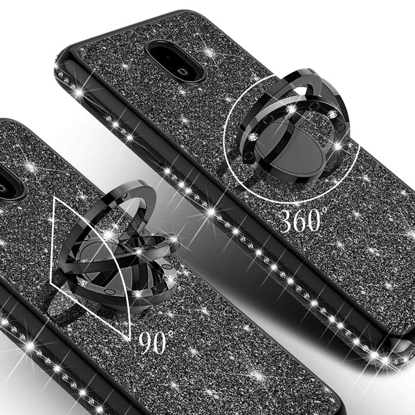 samsung galaxy j3 (2018) glitter bling fashion case - black - www.coverlabusa.com