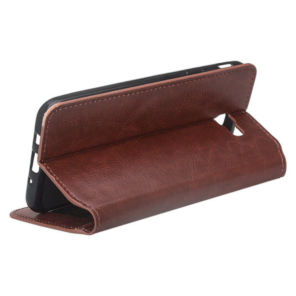 samsung Galaxy  j5 prime leather wallet case - brown - www.coverlabusa.com