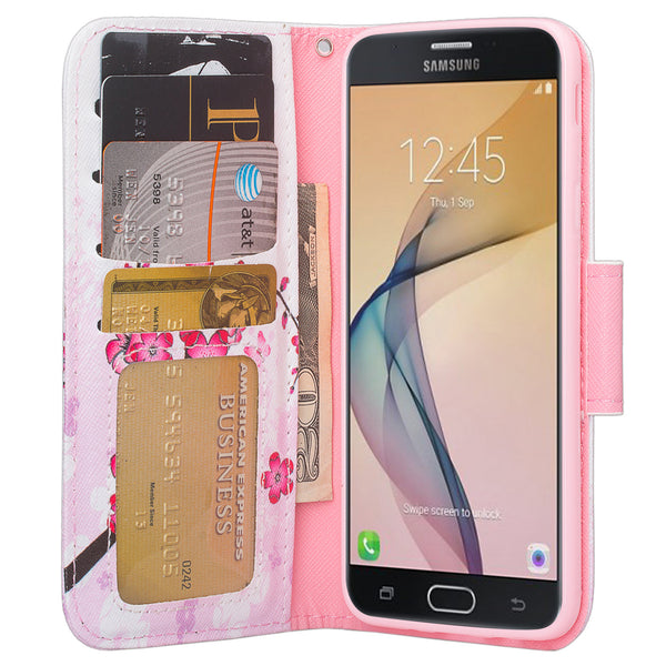 samsung  Galaxy j5 prime leather wallet case - cherry blossome - www.coverlabusa.com
