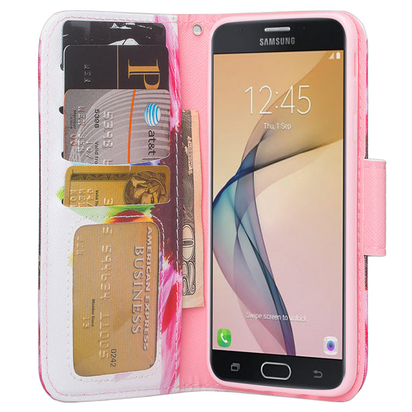 samsung  Galaxy j5 prime leather wallet case - sun flower - www.coverlabusa.com