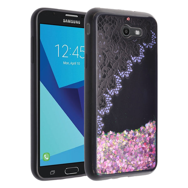 galaxy j7 (2017)  liquid sparkle quicksand case - purple lace - www.coverlabusa.com