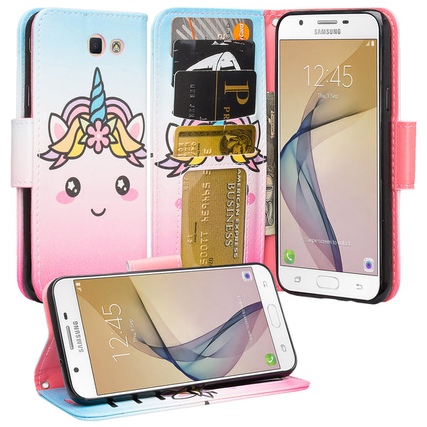 Samsung J7(2017), J7 Sky Pro, J7 V, J7 Perx Wallet Case - White Unicorn - www.coverlabusa.com