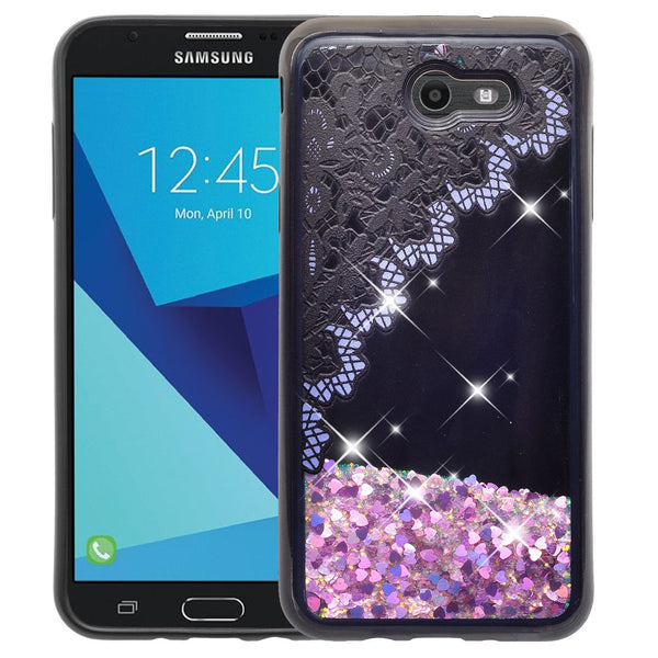 galaxy j7 (2017)  liquid sparkle quicksand case - purple lace - www.coverlabusa.com