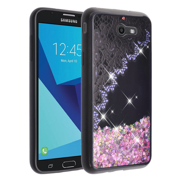 galaxy j7 (2017)  liquid sparkle quicksand case - purple lace - www.coverlabusa.com