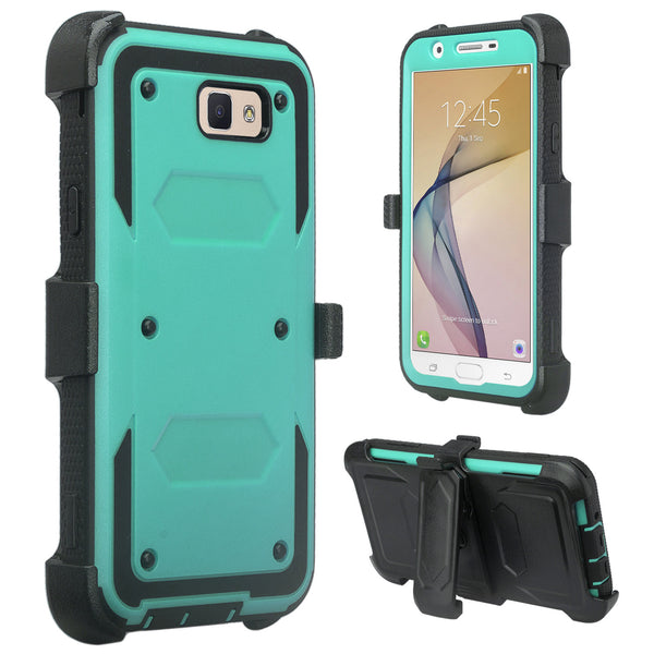 galaxy j7(2017) heavy duty holster case - teal - www.coverlabusa.com