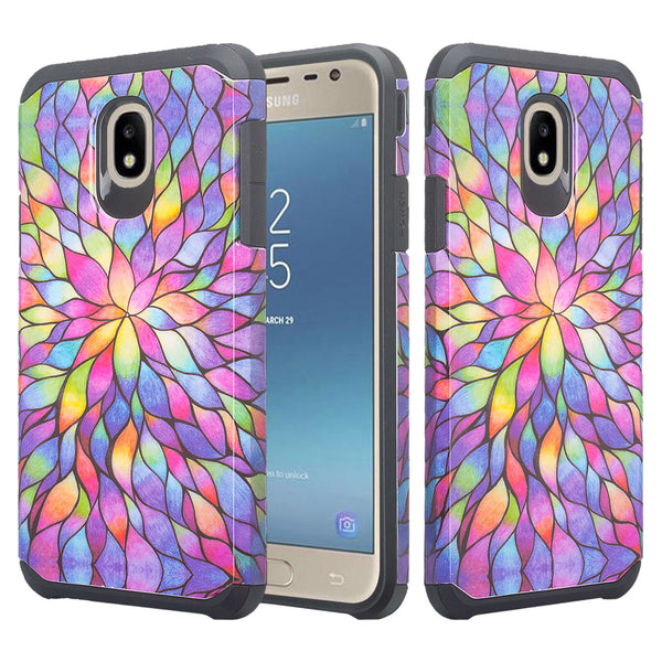 samsung galaxy j7 2018 hybrid case - rainbow flower - www.coverlabusa.com