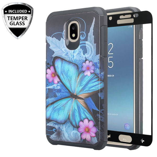 samsung galaxy j7 2018 hybrid case - blue butterfly - www.coverlabusa.com