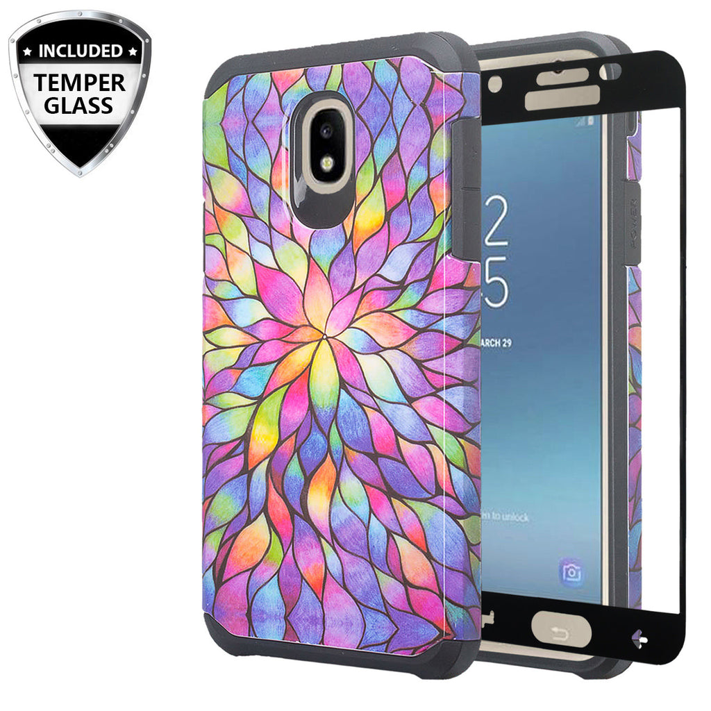 samsung galaxy j7 2018 hybrid case - rainbow flower - www.coverlabusa.com
