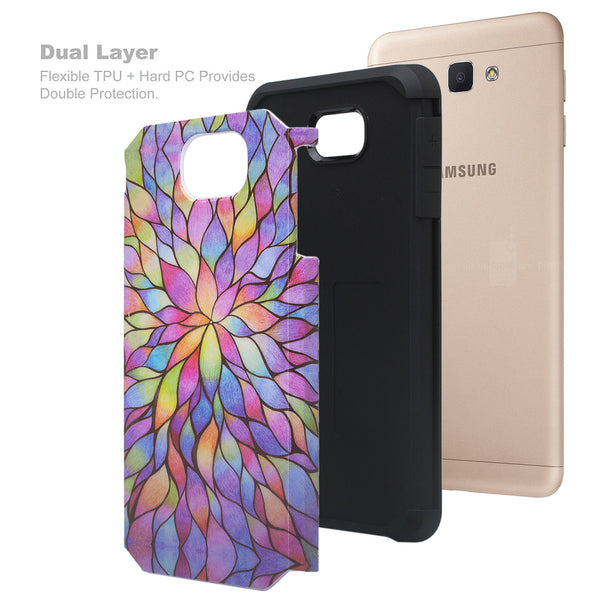 samsung galaxy J7 prime hybrid case - rainbow flower - www.coverlabusa.com