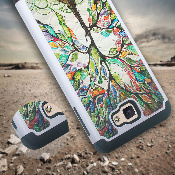 galaxy j7 prime diamond rhinestone case - vibrant tree - www.coverlabusa.com