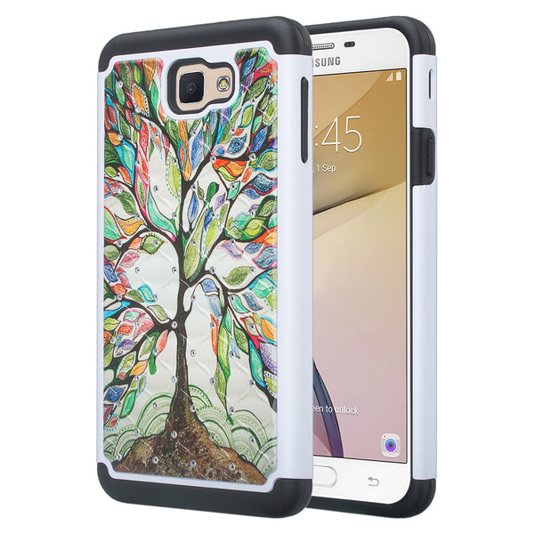 galaxy j7 prime diamond rhinestone case - vibrant tree - www.coverlabusa.com