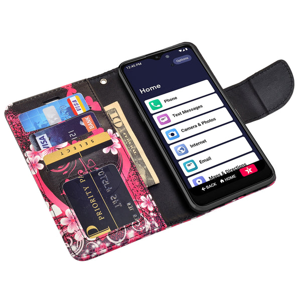 alcatel jitterbug smart 3 wallet case - heart butterflies - www.coverlabusa.com