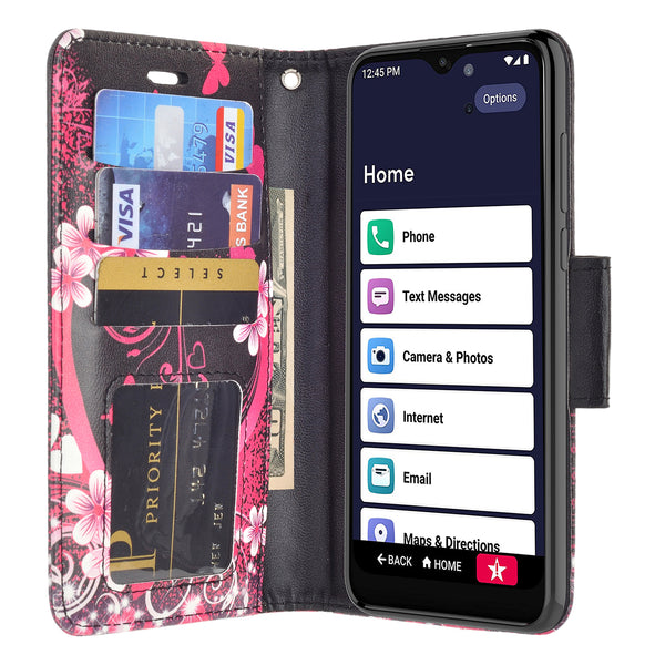 alcatel jitterbug smart 3 wallet case - heart butterflies - www.coverlabusa.com