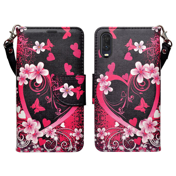 alcatel jitterbug smart 3 wallet case - heart butterflies - www.coverlabusa.com