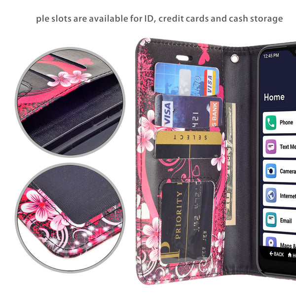 alcatel jitterbug smart 3 wallet case - heart butterflies - www.coverlabusa.com