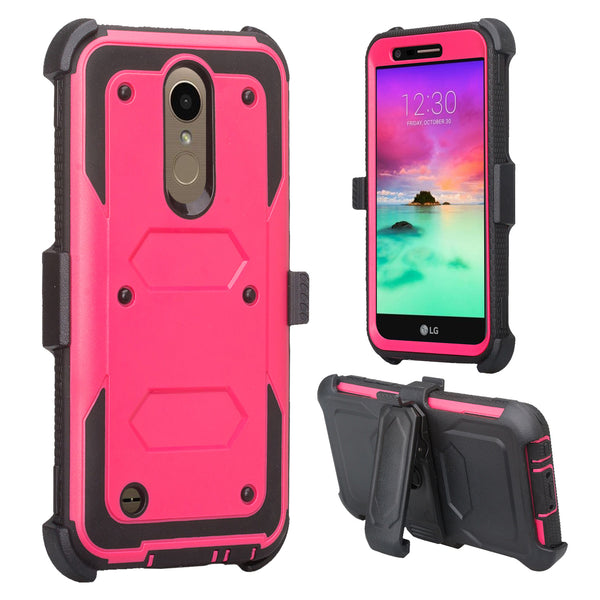 lg k10(2018) heavy duty holster case - hot pink - www.coverlabusa.com