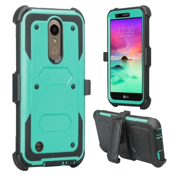 LG K10 2017 heavy duty holster case - teal - www.coverlabusa.com