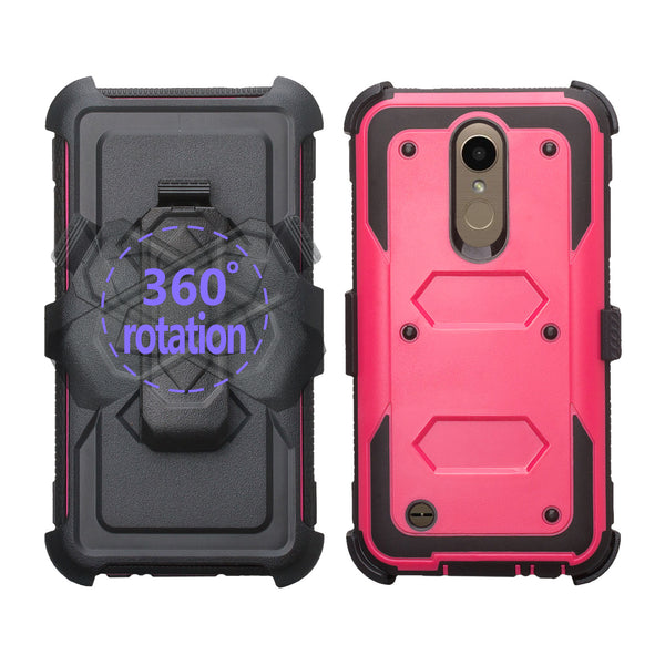 LG K10 2017 heavy duty holster case - hot pink - www.coverlabusa.com