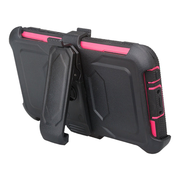 LG K10 2017 heavy duty holster case - hot pink - www.coverlabusa.com