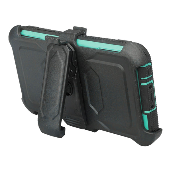 LG K10 2017 heavy duty holster case - teal - www.coverlabusa.com