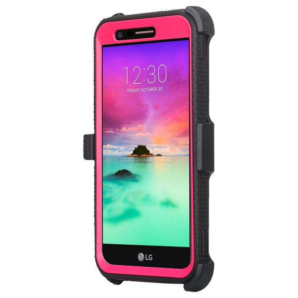 LG K10 2017 heavy duty holster case - hot pink - www.coverlabusa.com