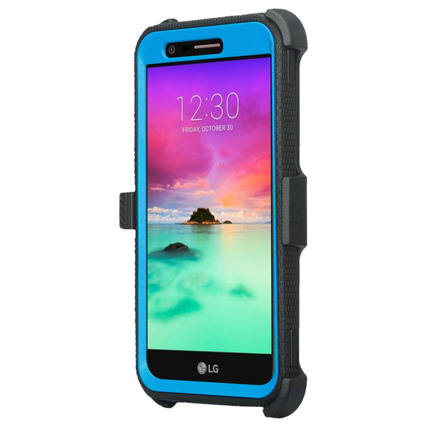 LG K10 2017 heavy duty holster case - blue - www.coverlabusa.com