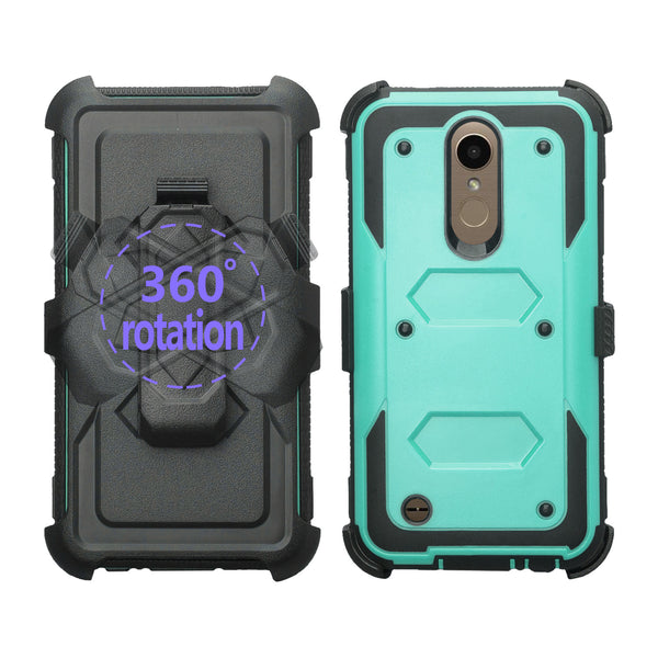 LG K10 2017 heavy duty holster case - teal - www.coverlabusa.com