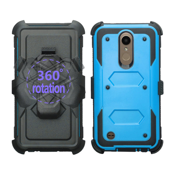 LG K10 2017 heavy duty holster case - blue - www.coverlabusa.com