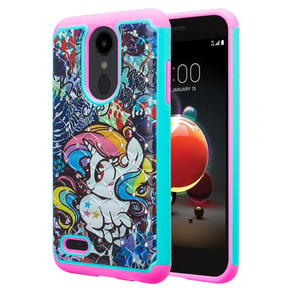 lg aristo 2 case crystal rhinestone - rainbow unicorn - www.coverlabusa.com