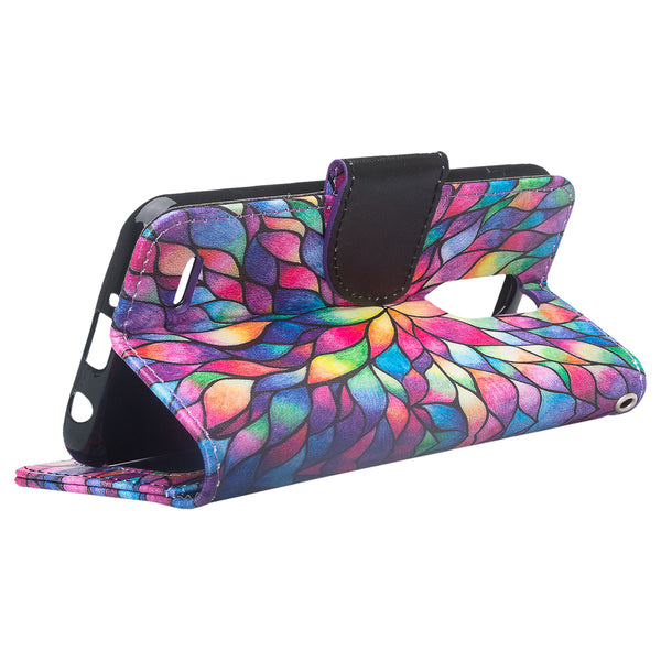 LG Aristo 2 Wallet Case - Rainbow Flower - www.coverlabusa.com