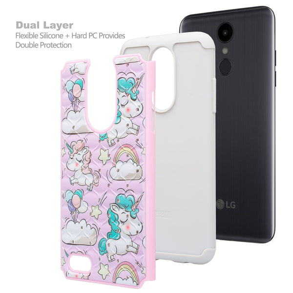 lg aristo 2 case crystal rhinestone - pink unicorn - www.coverlabusa.com