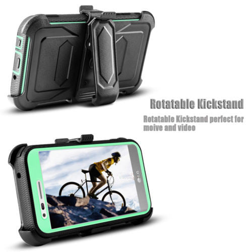 LG ARISTO holster case with screen protector - teal - www.coverlabusa.com